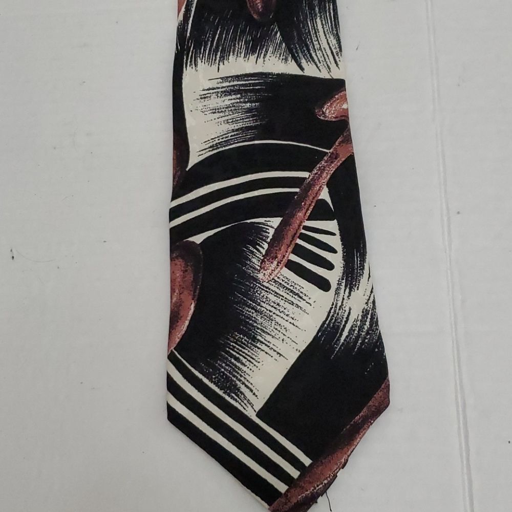 George Machado Black Abstract 100% Italian Silk Tie Career Office